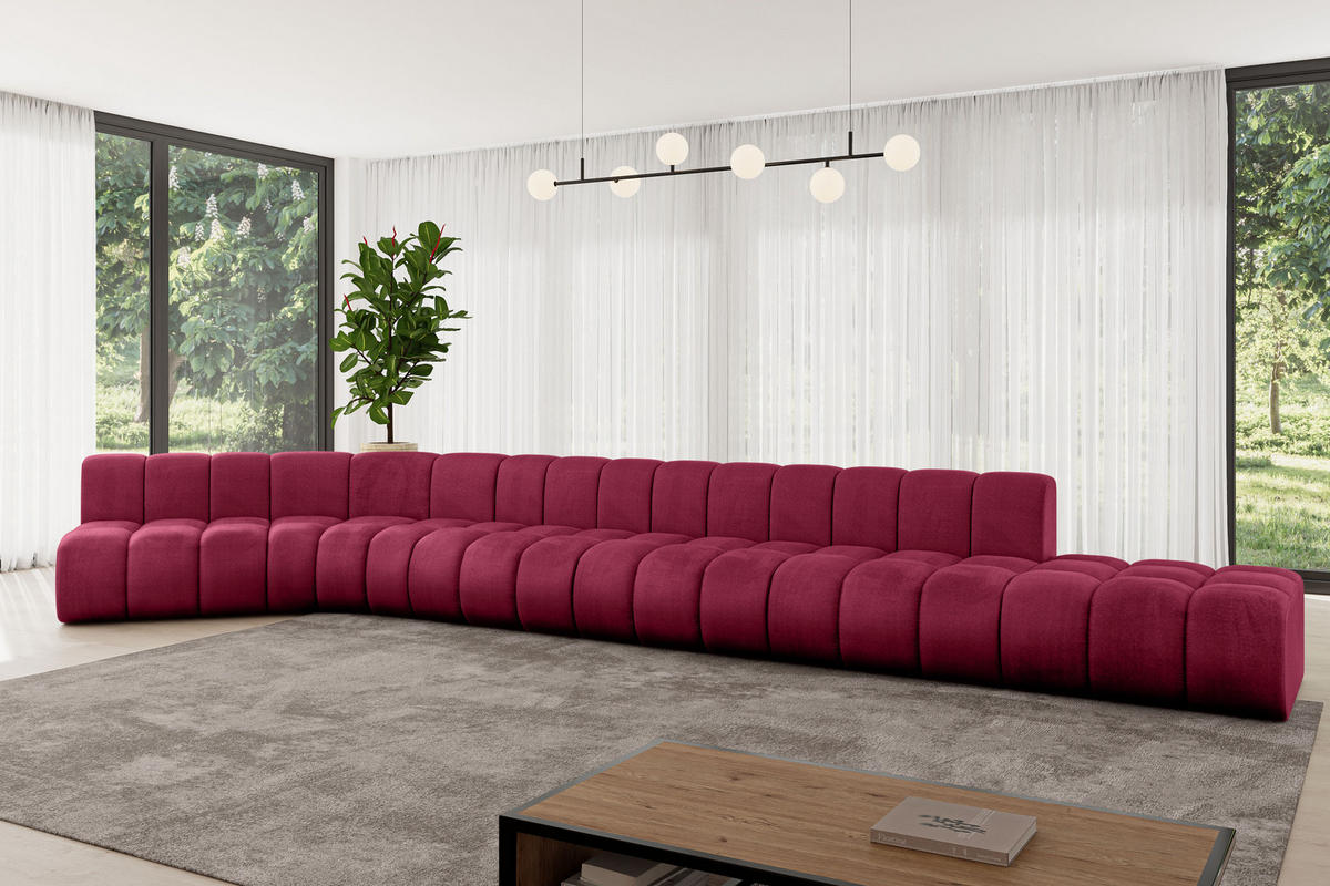 ECKSOFA modulares Sofa Brilo-L3 - 562x174x70 cm Bordeauxrot - Bordeaux, Holzwerkstoff/Textil (562/174cm) - ALTDECOR