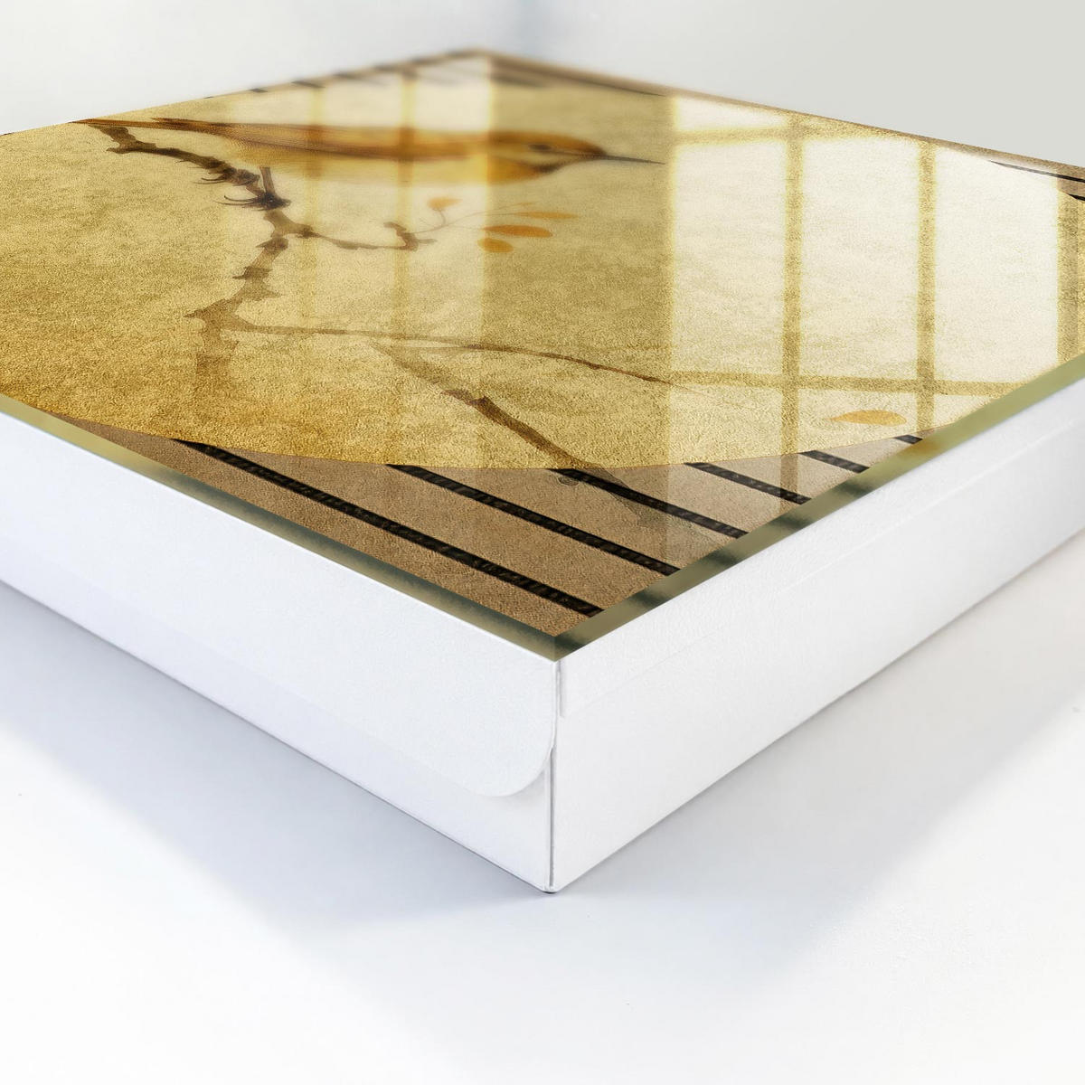 SCHLÜSSELBOX Weiß 30x30 cm – Türöffnung nach rechts - Cream Bird - Creme, Metall (30/30/5cm) - TULUP