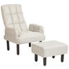 SESSEL Leinen hellbeige manuell verstellbar mit Hocker Oland - Beige/Braun, Textil (65/94/62cm) - Beliani