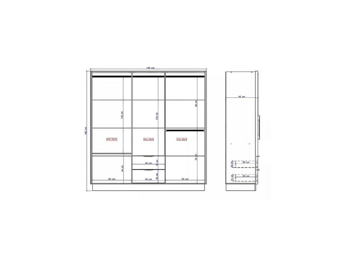 KLEIDERSCHRANK - 263.5 cm x 101.5 cm - Holz, Platte - Naturfarben Hell - FEOVA - Naturfarben, Holz (263.5/182/101.5cm) - Vente-Unique