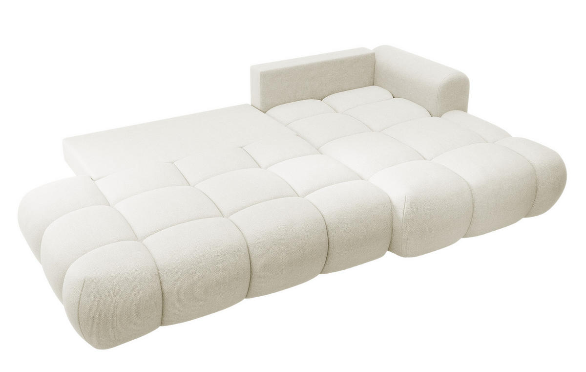 ECKSOFA Ombo Cremeweiß Chenille 280 cm - Creme/Schwarz, Kunststoff/Textil (284/167cm) - Selsey