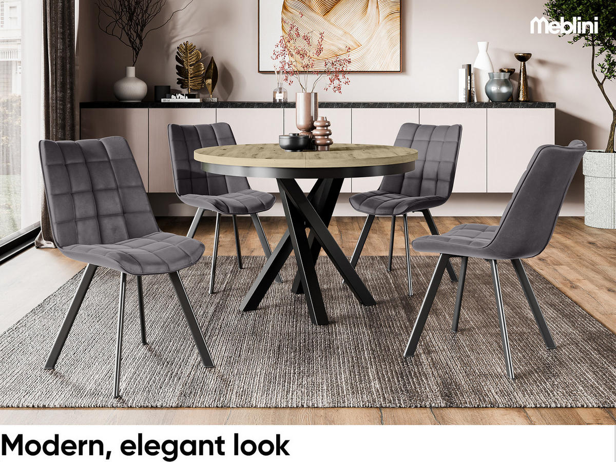 ESSTISCH CHRIS - Schwarz/Weiß, Holzwerkstoff (100/100/77cm) - Meblini