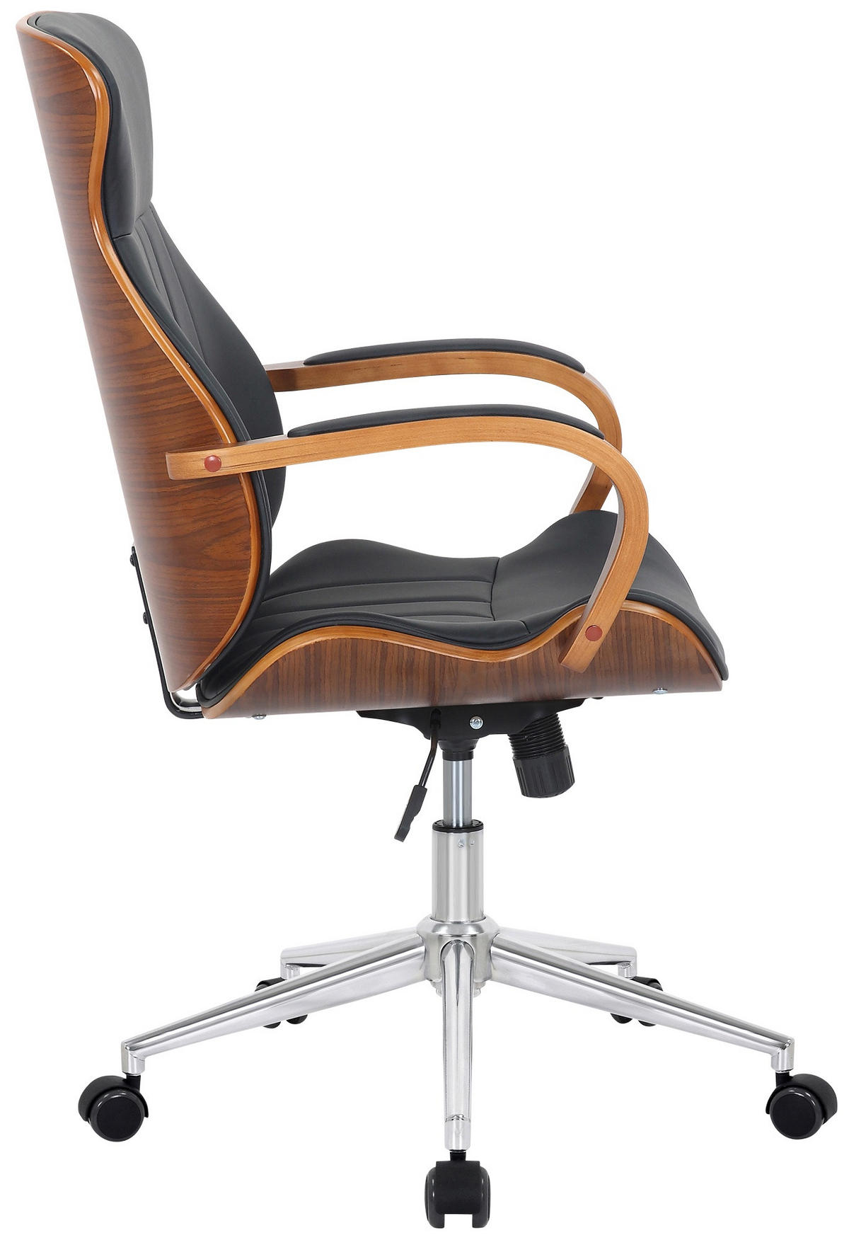DREHSTUHL Lederlook walnuss/schwarz - Chromfarben/Walnussfarben, Textil/Metall (63/100/68cm) - CLP