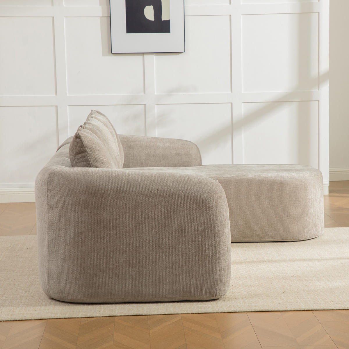 ECKSOFA Chenille Grau mit Kissen - Grau, Textil (270/172cm) - WISHDOR
