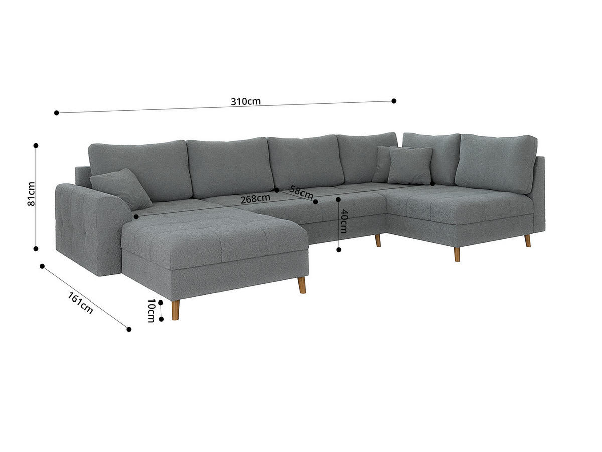 WOHNLANDSCHAFT inkl. Hocker Henrik Grau Boucle - Braun/Grau, Holz/Textil (310/81/161cm) - S-Style Möbel
