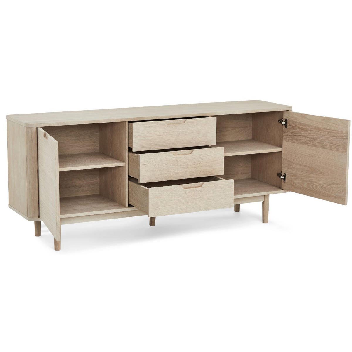 SIDEBOARD Eiche massiv - Eichefarben, Holz (180/75/45cm) - Furnhouse