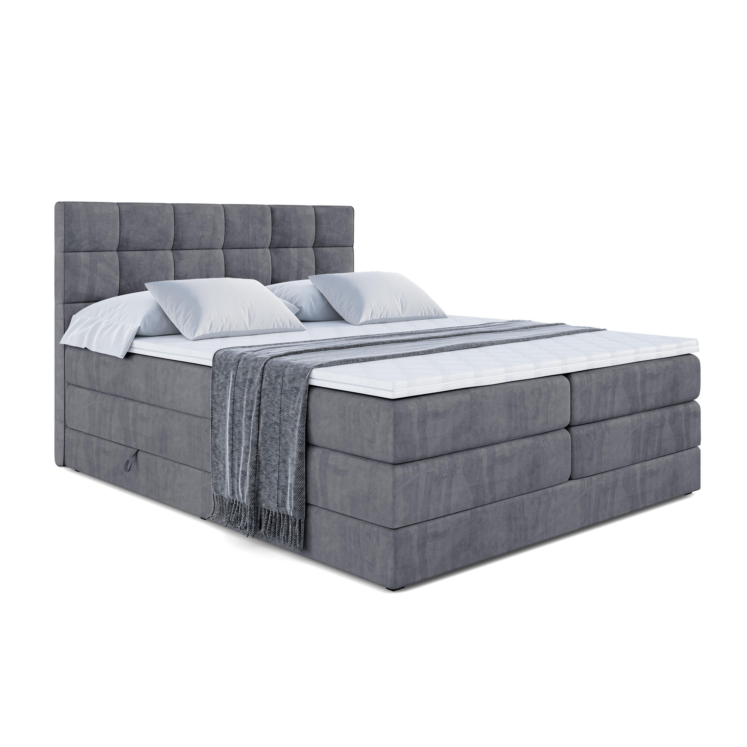 BOXSPRINGBETT APO KING - 140 x 200 - H3/H4 - Dunkelgrau - Dunkelgrau, Holzwerkstoff (140/200cm) - ALTDECOR