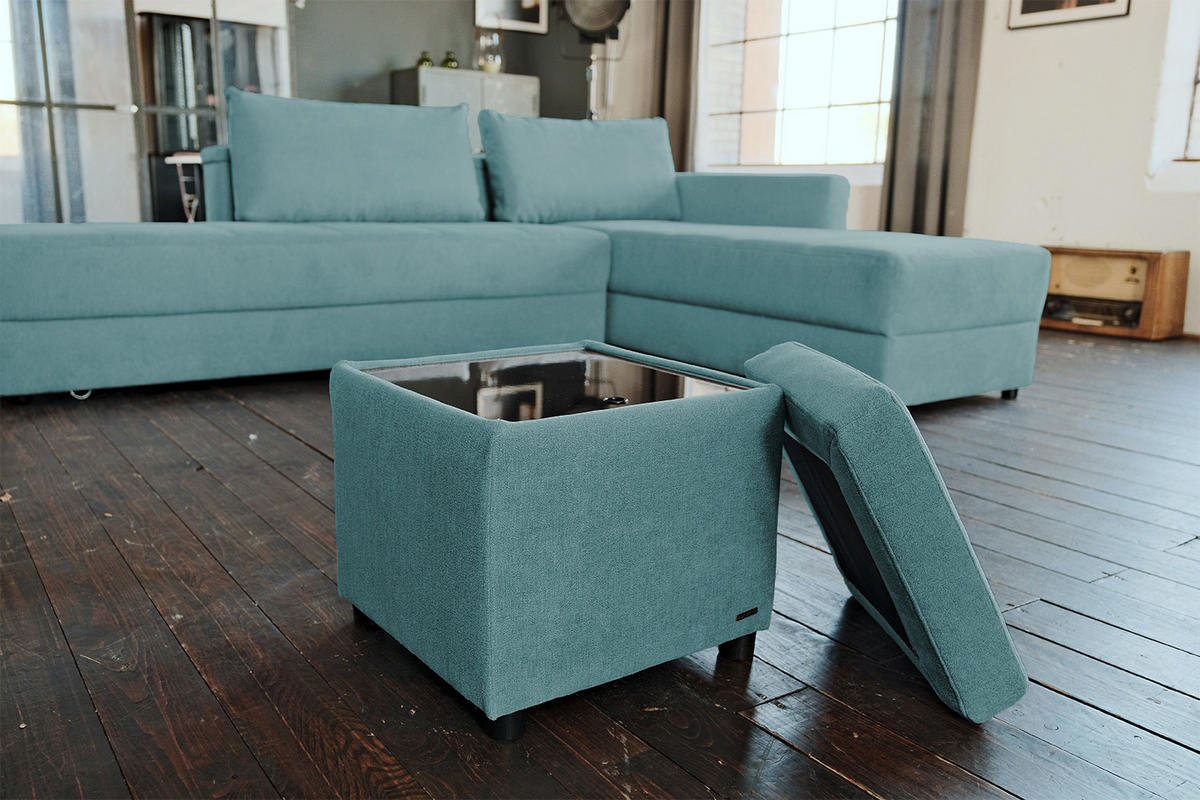 HOCKER IDA Blau Webstoff - Blau, Textil (45/45/45cm) - KAWOLA