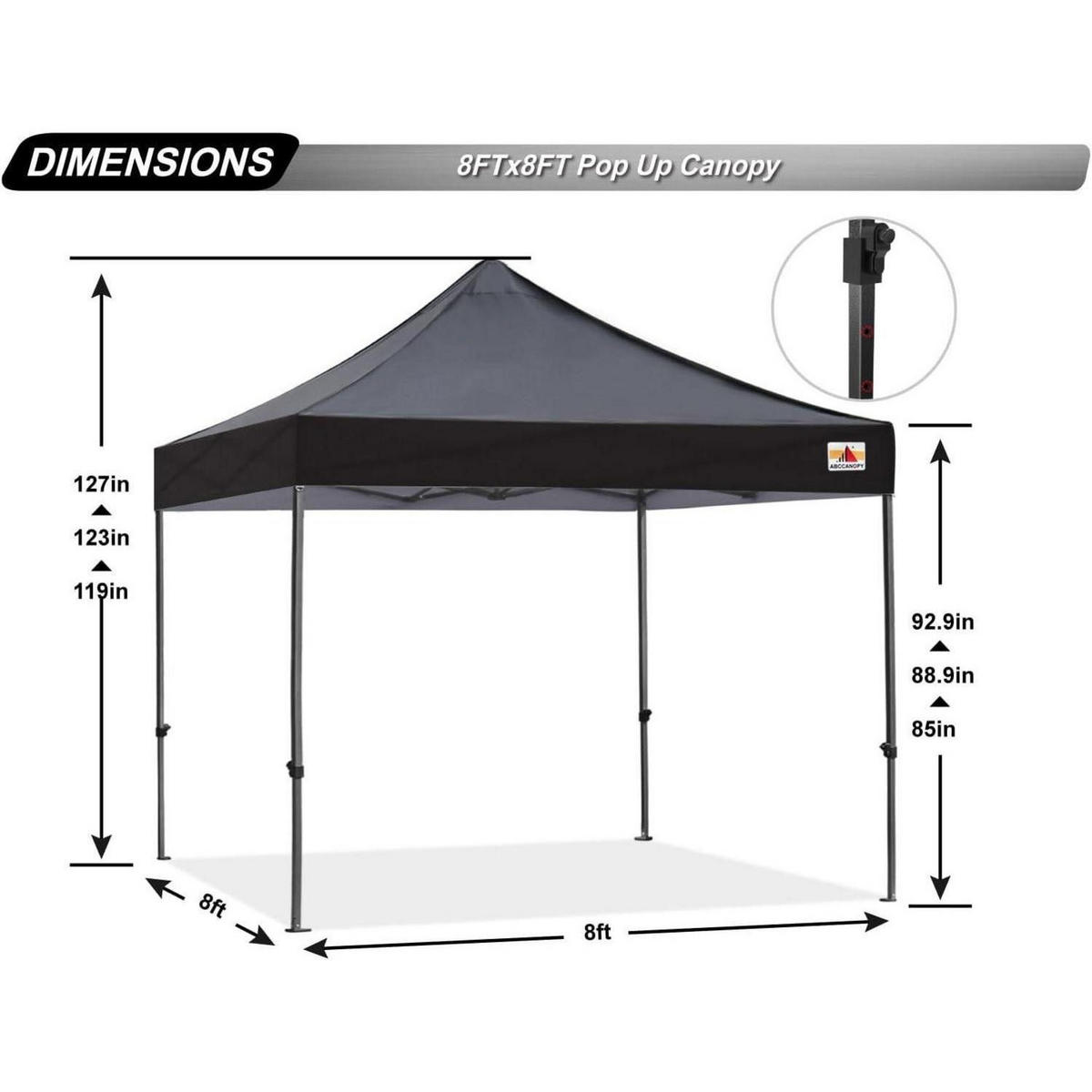 PAVILLON Pop-up 2,5 x 2,5 M Schwarz Wasserdicht - Schwarz, Metall (250.2/316.2/250.2cm)