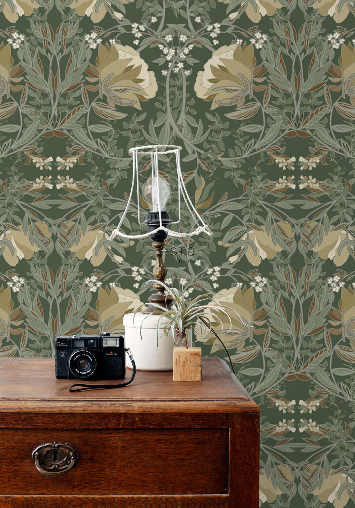 TAPETE Blumenmuster im Jugendstil 53 cm x 10.05 m - Grün, Papier (53/1000cm) - ESTAhome