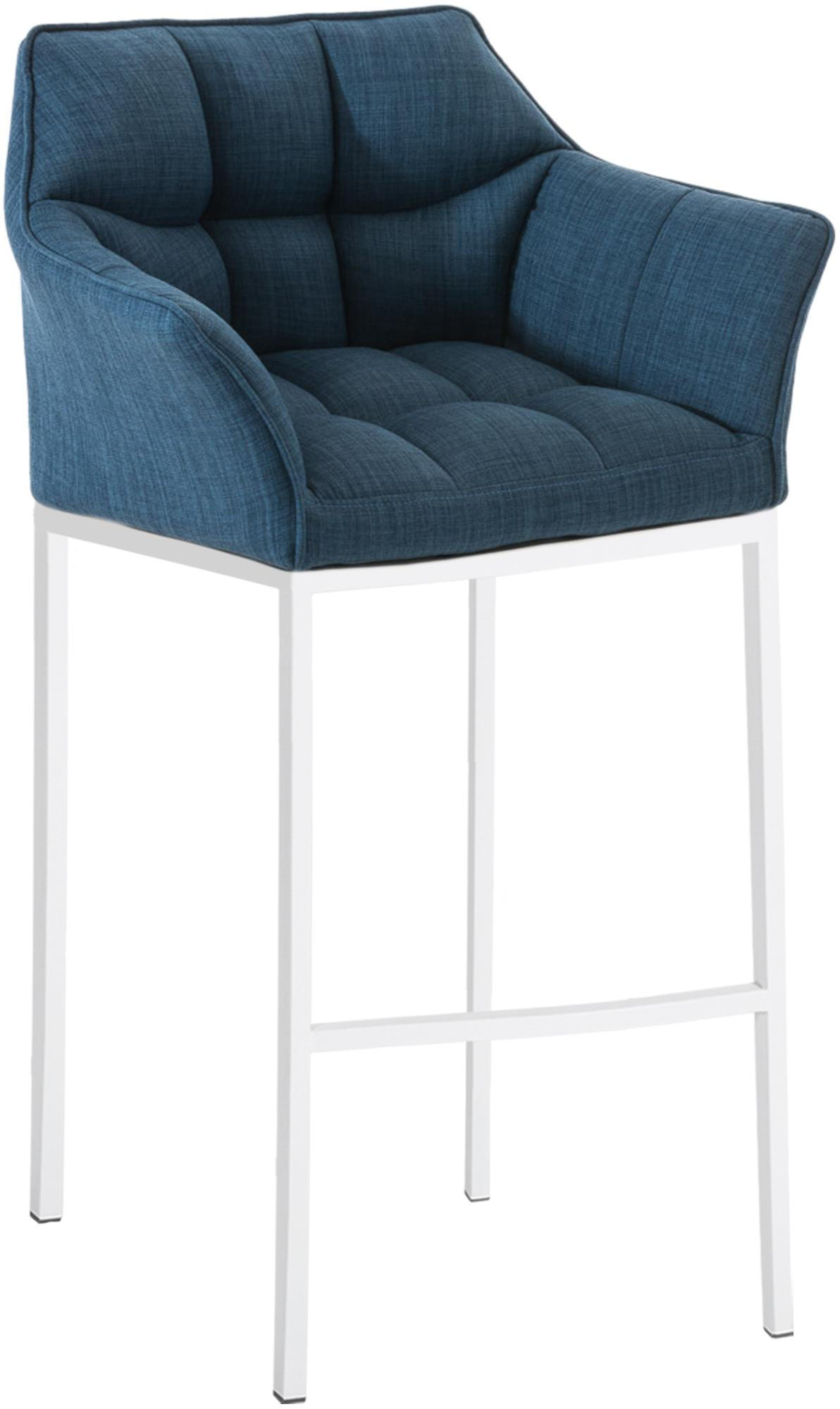 BARHOCKER Stoff Blau - Blau/Weiß, Textil/Metall (64/110/48cm) - CLP