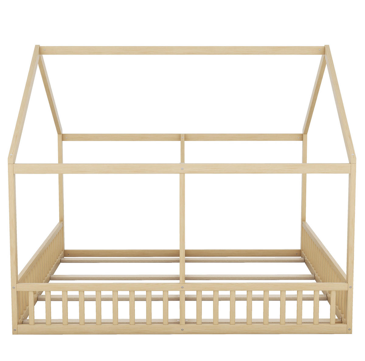KINDERBETT 90/200 cm als 2-in-1-Hausbett mit Schutzgitter und Dach, Natur - Naturfarben, Holz (90/200cm) - Redom