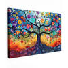 LEINWANDBILD Kunst - Baum des Lebens - Blumen - Hippie Wohnzimmer 120x80 cm - Dunkelblau, Textil (120/80cm) - MuchoWow
