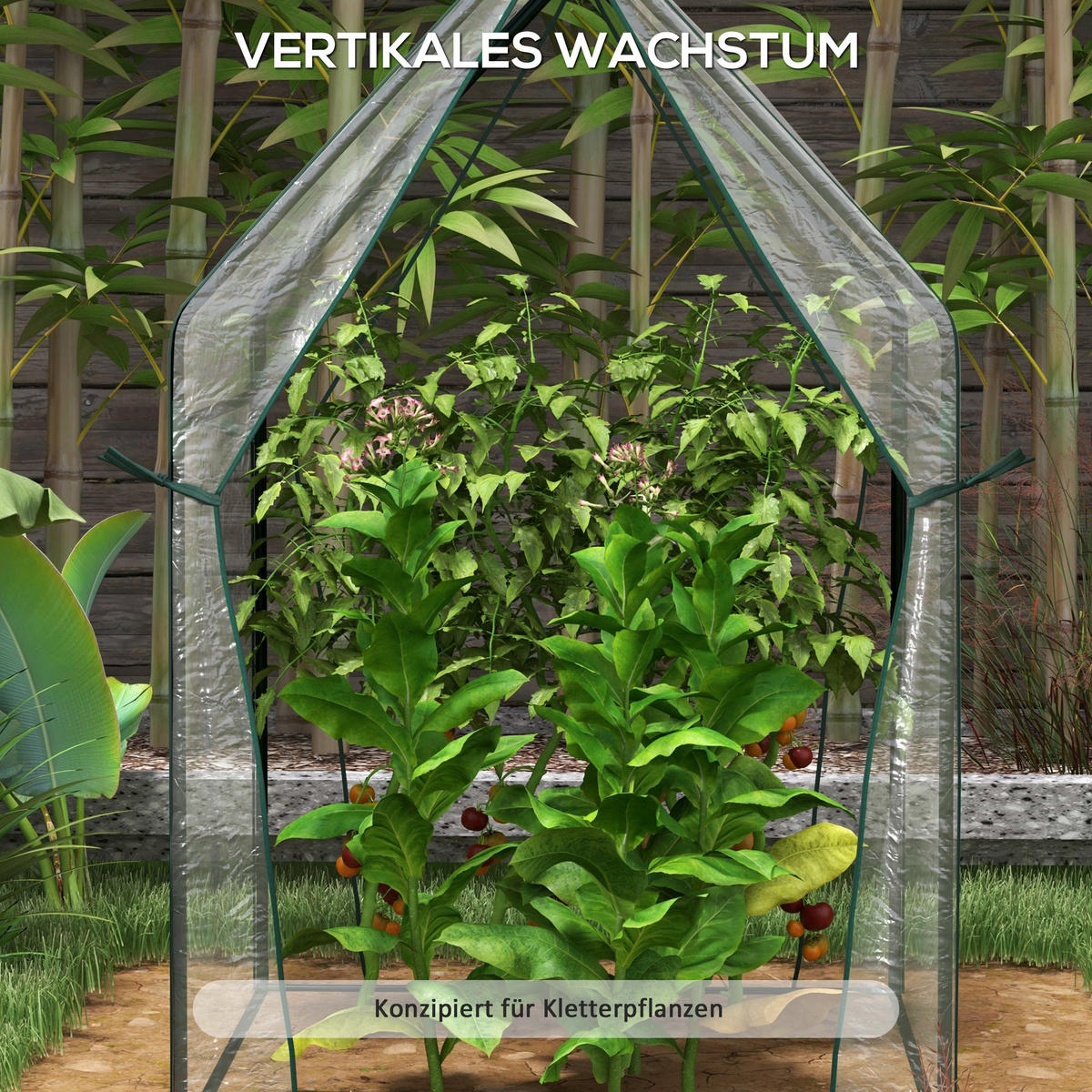 FOLIENGEWÄCHSHAUS, Transparent, Stahl, Kunststoff - Transparent, Metall (90/145/90cm) - Outsunny