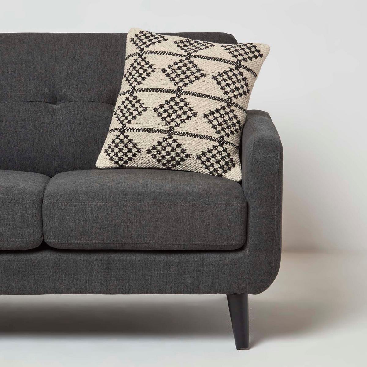 DEKOKISSEN Adana 45/45 cm geometrisch gemustert - Schwarz, Textil (45/45cm) - Homescapes
