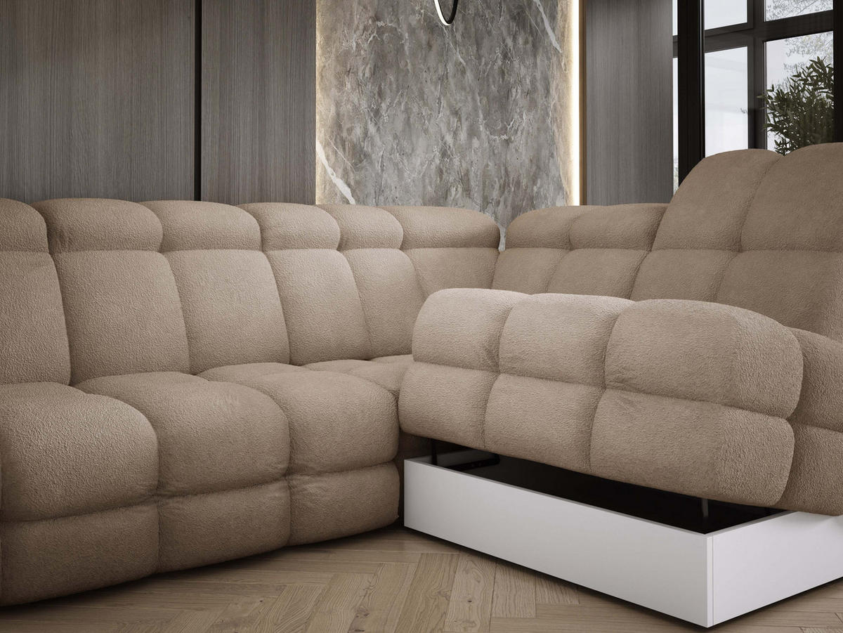 ECKSOFA TOLLO Anthology-stoff U-form 400x217x105 cm beige - Beige, Holz/Textil (217/400cm) - DomoHome