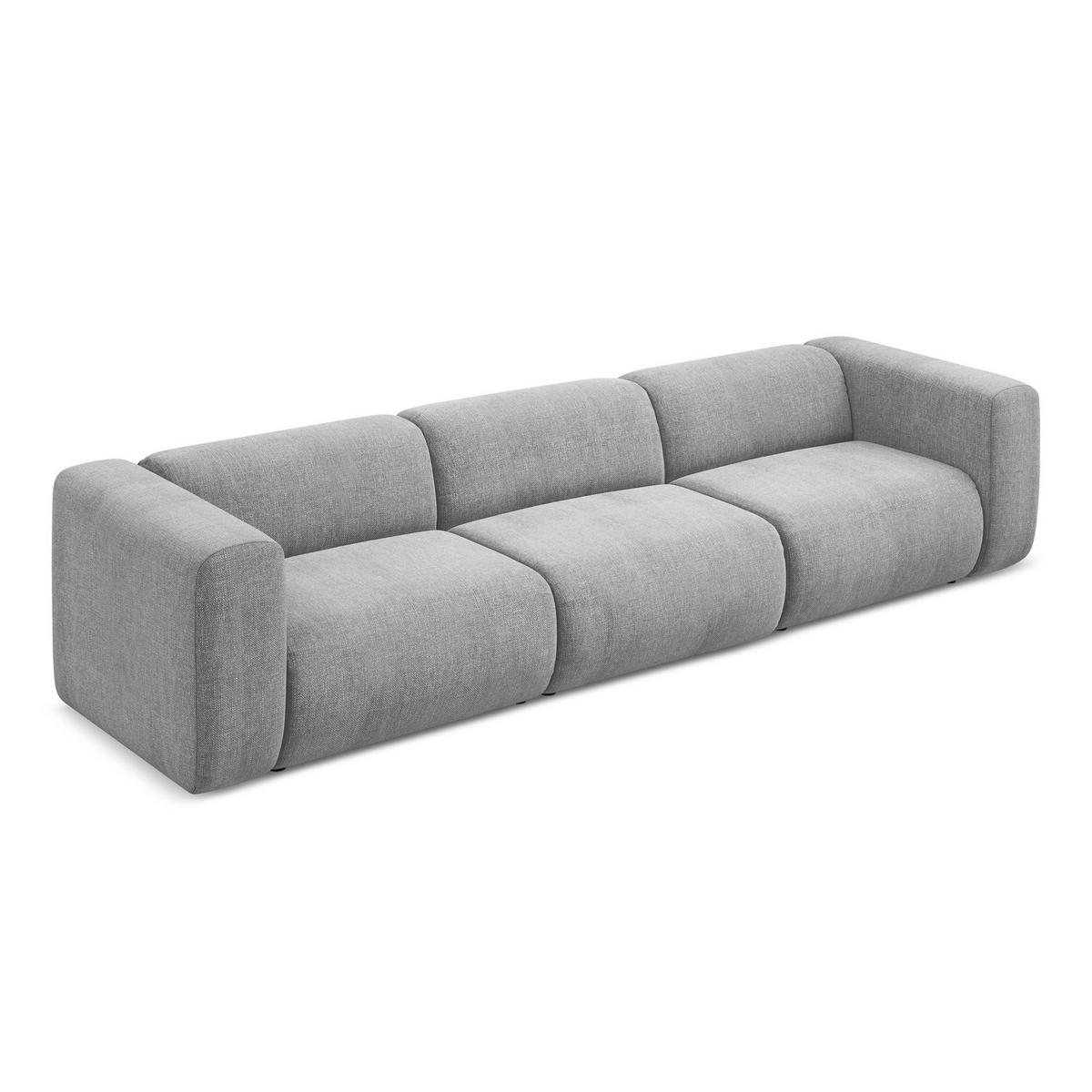 4-SITZER-SOFA Chenille Stoff Grau - Hellgrau/Schwarz, Kunststoff/Textil (319/70/89cm) - LaMiaSofa