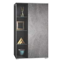 VITRINE Davos Steingrau - Schieferfarben, Holzwerkstoff (71.5/134/35cm) - Vladon