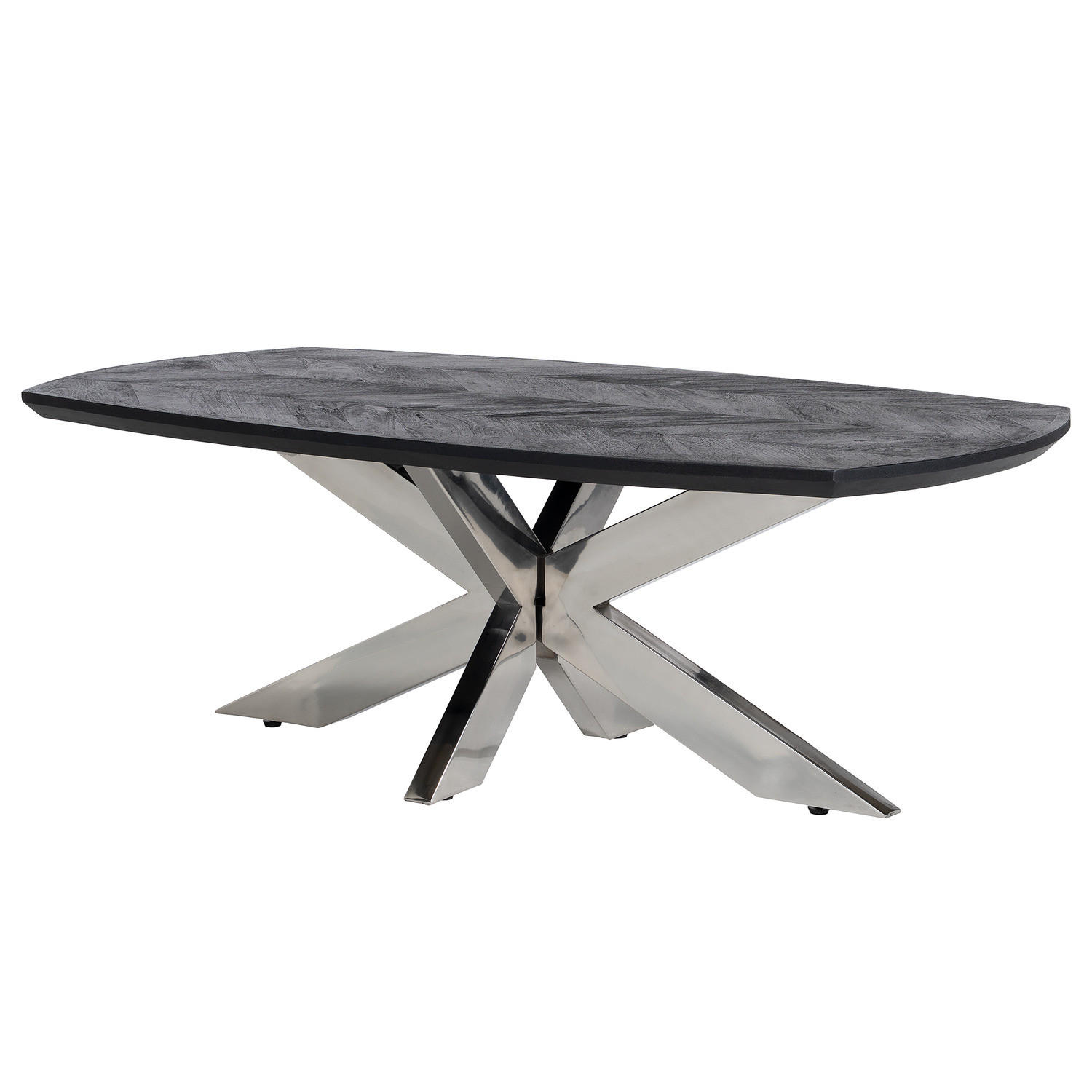 COUCHTISCH - Mango massiv / Metall - Mango Schwarz / Edelstahl - Schwarz, Holz/Metall (70/130/45cm) - home24