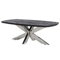 COUCHTISCH - Mango massiv / Metall - Mango Schwarz / Edelstahl - Schwarz, Holz/Metall (70/130/45cm) - home24
