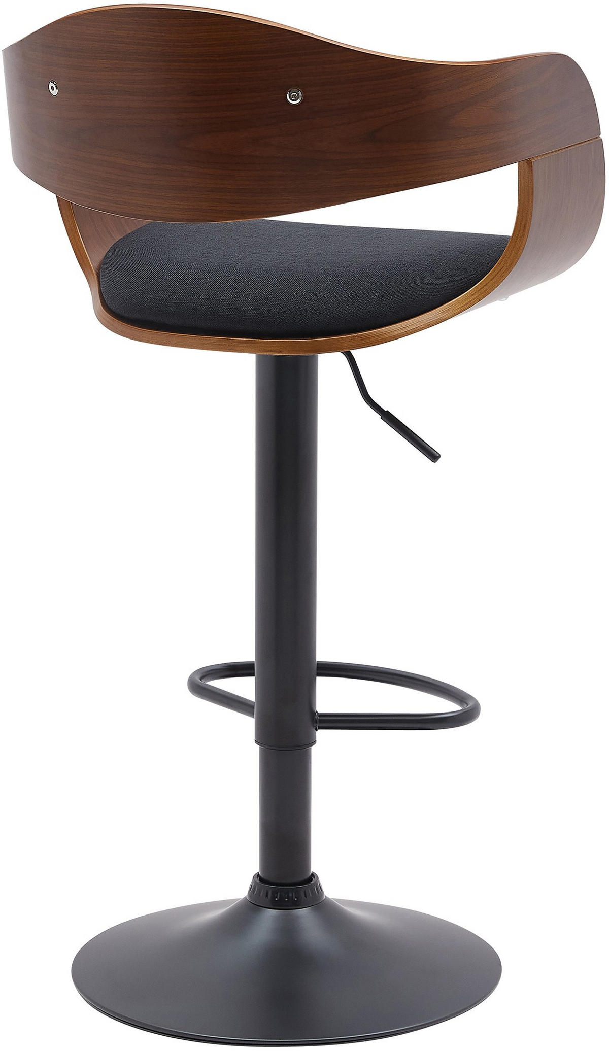 BARHOCKER Stoff Walnuss/Schwarz - Schwarz, Textil/Metall (48/87/50cm) - CLP