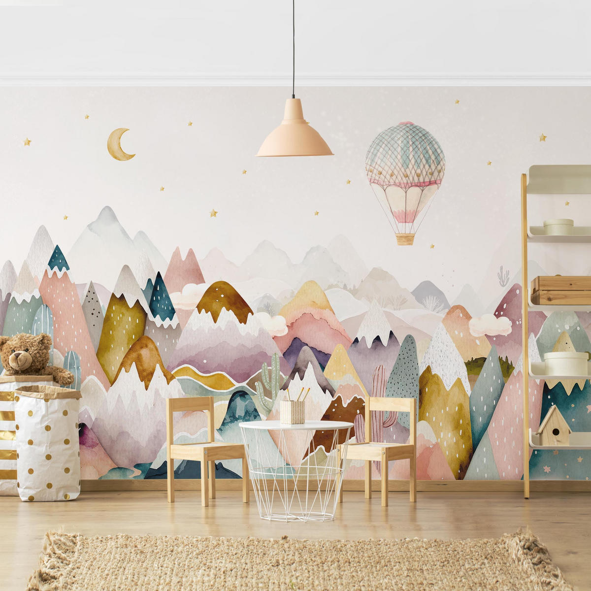 FOTOTAPETE Boho Berglandschaft 384/255 cm - Multicolor, Papier (384/255cm) - Bilderwelten