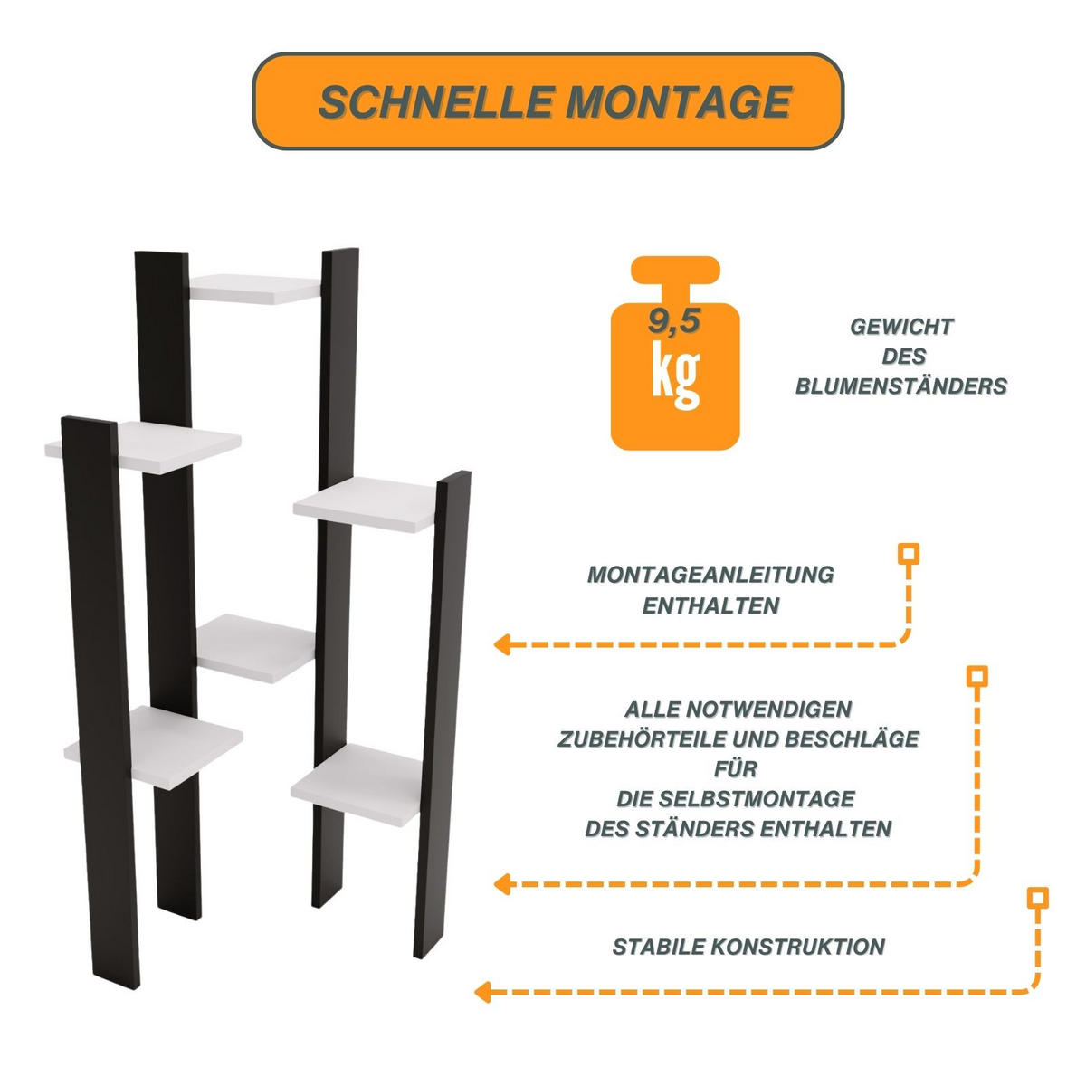 BLUMENSTÄNDER M6 - Weiß, Holzwerkstoff (49/108/48cm) - RAUMHIRSCH FURNITURE