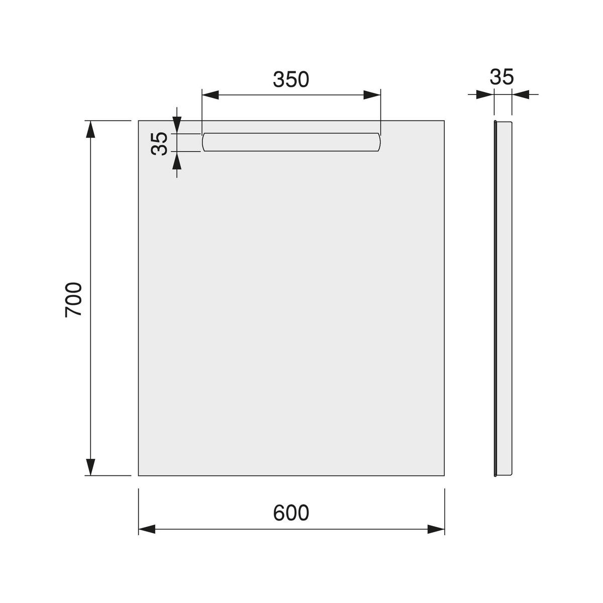 SPIEGEL Pegasus mit LED Beleuchtung, rechteckig 600 x 700 mm, AC 230V 50Hz, 6 W - Multicolor, Metall (67/8/103cm) - EMUCA