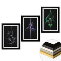 WANDBILDER 3er-Set - 20x30 cm Schwarzer Rahmen - Abstrakte schwarze Farbmuster - Schwarz, Kunststoff (20/30cm) - ArtPrintCave