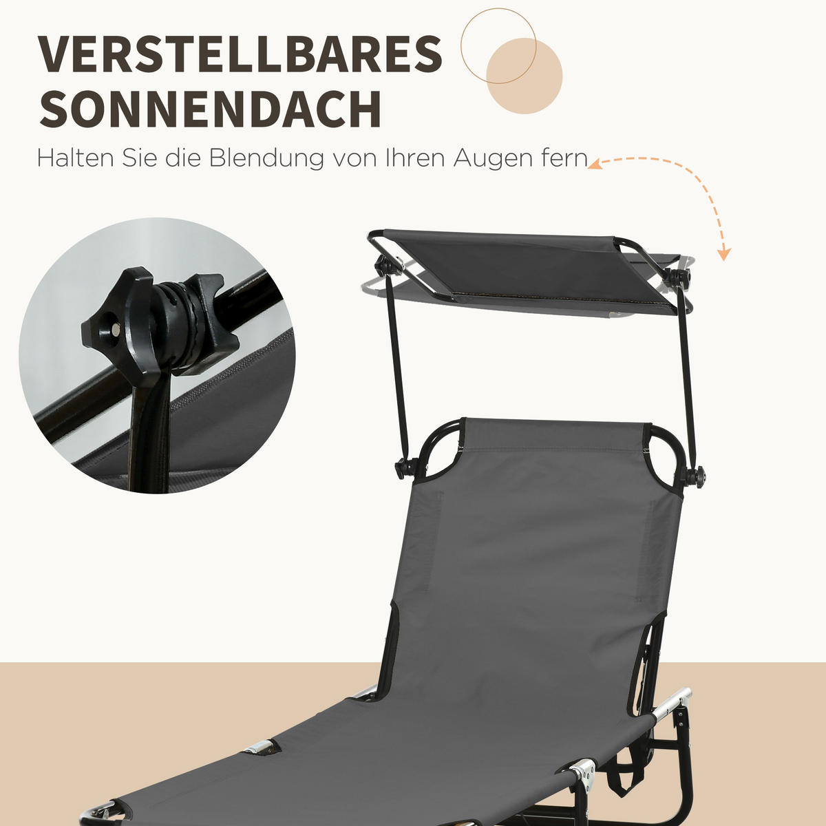 SONNENLIEGE-SET 2 TLG. aus Metall & Oxford-Stoff Dunkelgrau - Dunkelgrau/Schwarz, Textil/Metall - Outsunny