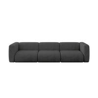MODULÁRNÍ pohovka MIRA-S2, 3místná, 319 × 89 × 70 cm, tmavě šedá, velur - černá/tmavě šedá, kompozitní dřevo/textil (319/70/89cm) - ALTDECOR