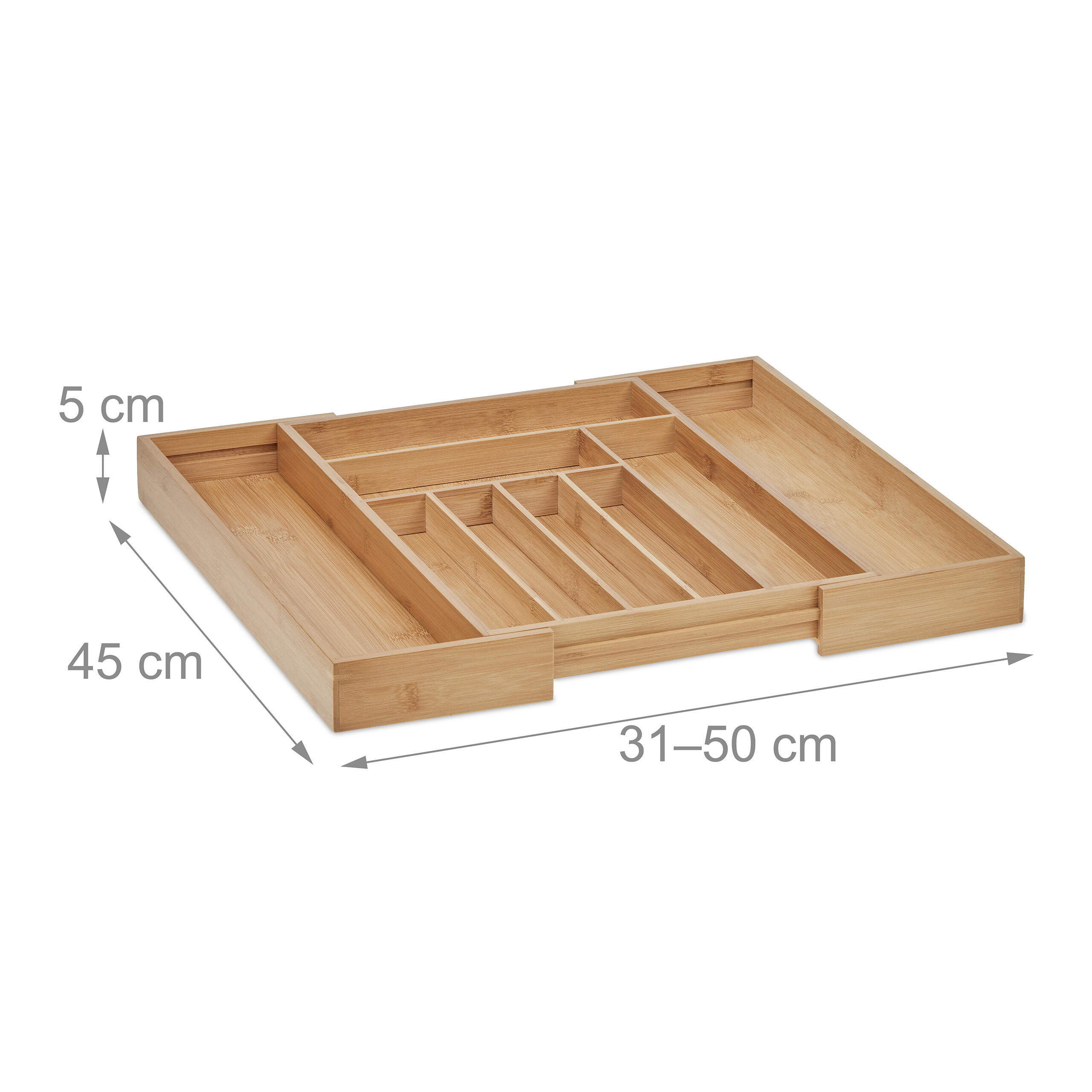 BESTECKKASTEN - Hellbraun, Holz/Kunststoff (50/5/45cm) - Relaxdays