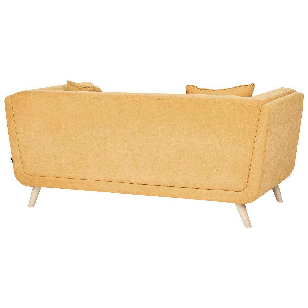 POHOVKA 2-místná Látka Hořčicově žlutá s otomanem Habo - světle hnědá, textil (176/78/72cm) - Beliani
