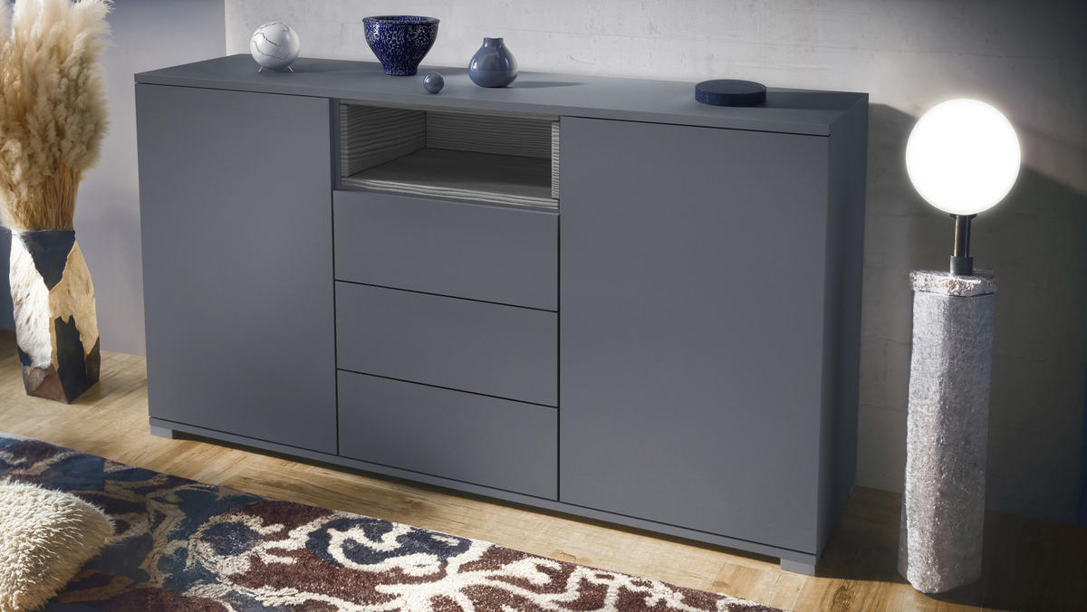 SIDEBOARD Skadu Avola-Anthrazit - Anthrazit, Holzwerkstoff (138.5/75.5/35cm) - Vladon