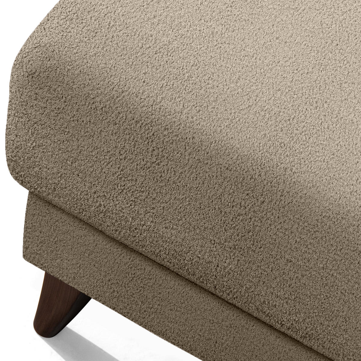 HOCKER GUSTAVO Fußstütze, Bouclé, Braun - Braun, Holz/Holzwerkstoff (53/49/53cm) - KONSIMO®