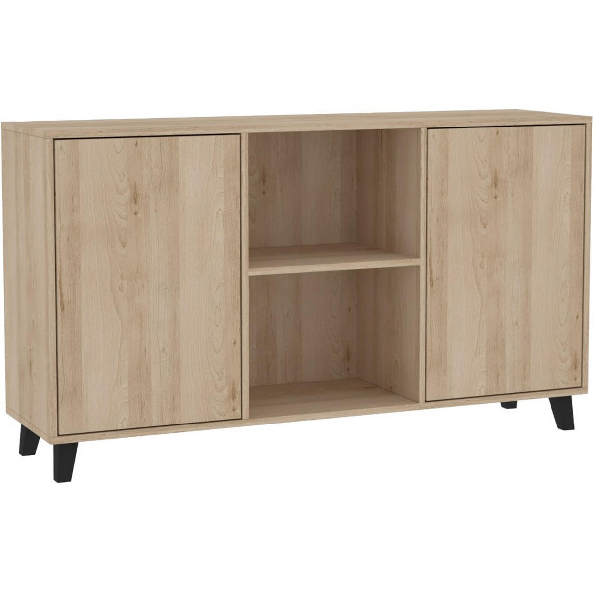 KOMMODE Home mit 2 Türen, ohne Griffe, eiche Artisan - Schwarz/Eiche Artisan, Holzwerkstoff (150/85/40cm) - Beautysofa