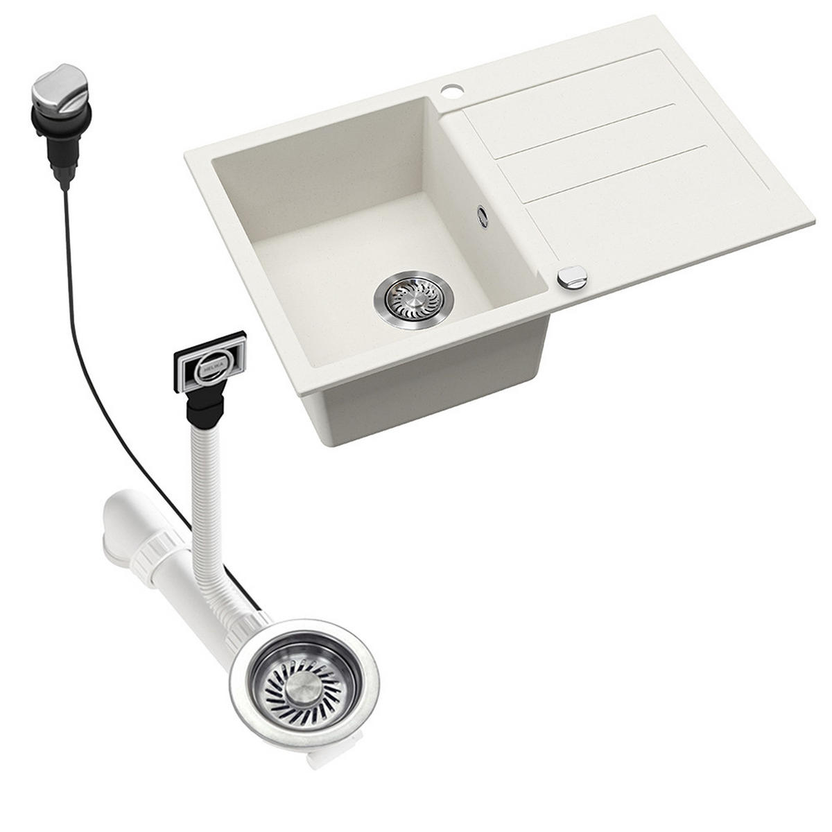 SPÜLBECKEN Kapstadt Weiß 78 x 50 cm - Weiß, Keramik (78/20/50cm) - Bergstroem