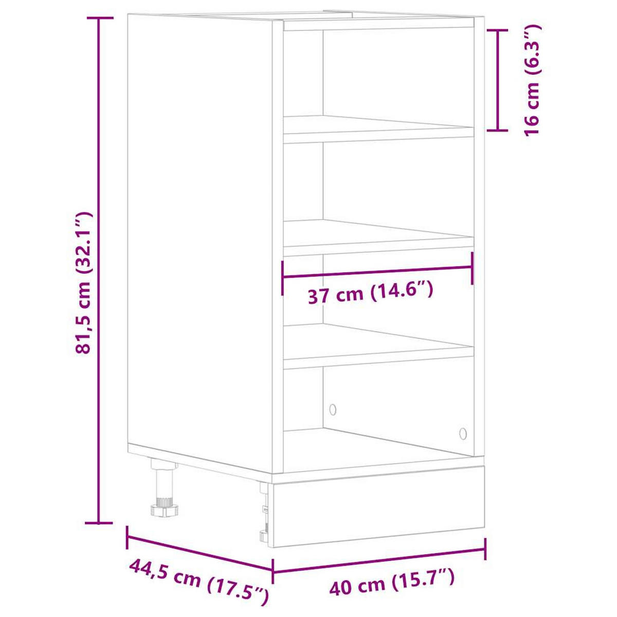 UNTERSCHRANK Riga Weiss 40/44,5/81,5 Cm Holzwerkstoff - Weiß, Holzwerkstoff (44.5/81.5/40cm) - vidaXL