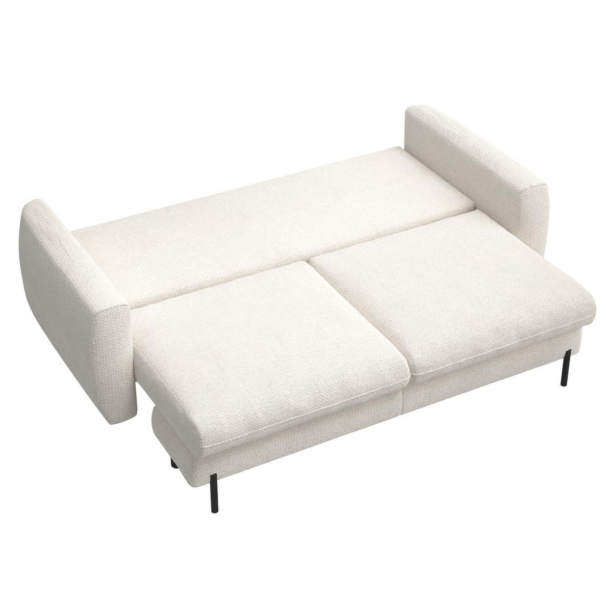 SOFA Rane Cremeweiß mit Schlaffunktion - Creme/Schwarz, Textil/Metall (236/90/102cm) - Selsey