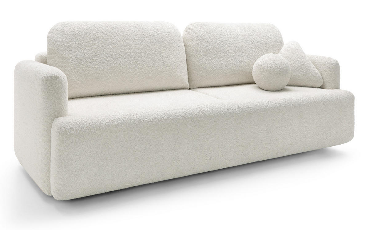 SCHLAFSOFA Lambina Cremeweiß Boucle - Creme/Schwarz, Kunststoff/Textil (227/92/104cm) - Selsey