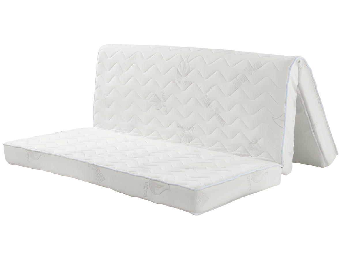 MATRATZE für Schlafsofa Klappsofa - 140 x 190 cm - Kaltschaum mit Aloe Vera - 1 Zone - Härtegrad 2 - Stärke 12 cm - FIESTA von NATUREA - Weiß, Textil - Vente-Unique