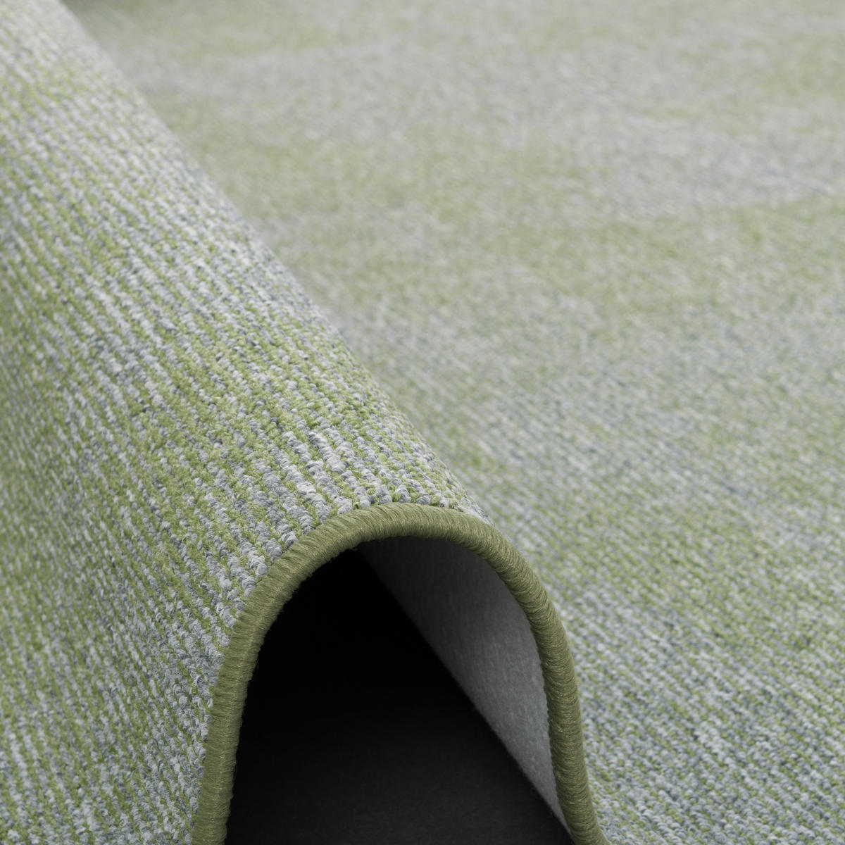 STREIFENBERBER TEPPICH LÄUFER LINES MELIERT - Grün, Textil (100/100cm) - Snapstyle