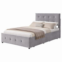 BETT mit Schublade und Lattenrost 90x200 cm Samt Grau - Grau, Holzwerkstoff (90/200cm) - Beauniv