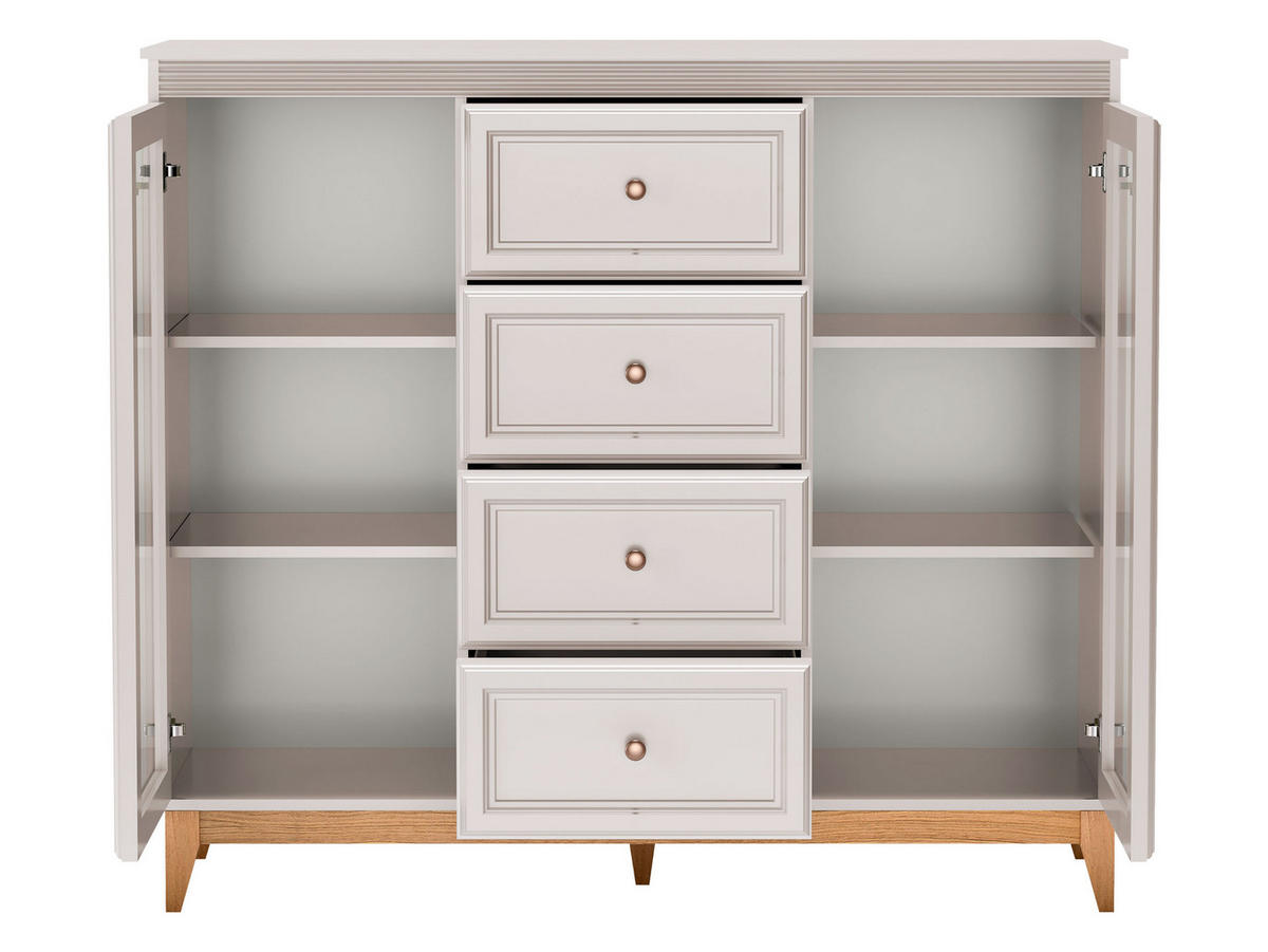 KOMMODE Windsor W-07 - Kaschmir/Eichefarben, Holz/Holzwerkstoff (142/126/41cm) - MIRJAN24