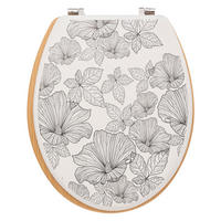 WC-SITZ Black Flora, HDF, Zink, Kunststoff, Schwarz, Weiß - Schwarz, Holzwerkstoff (36/5.35/42.5cm) - 5five Simply Smart