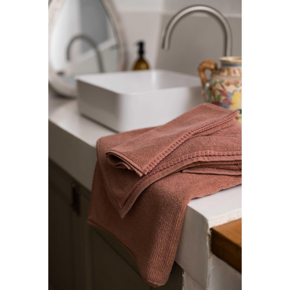 GÄSTETUCH Bora terrakotta 30 x 50 cm - Terra cotta, Textil (30/50cm) - Vivaraise