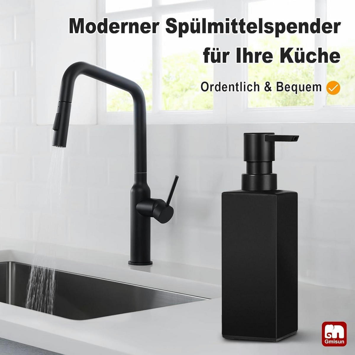 SEIFENSPENDER Glas matt schwarz 350ml - Schwarz, Glas (18.5/5.7/5.7cm)