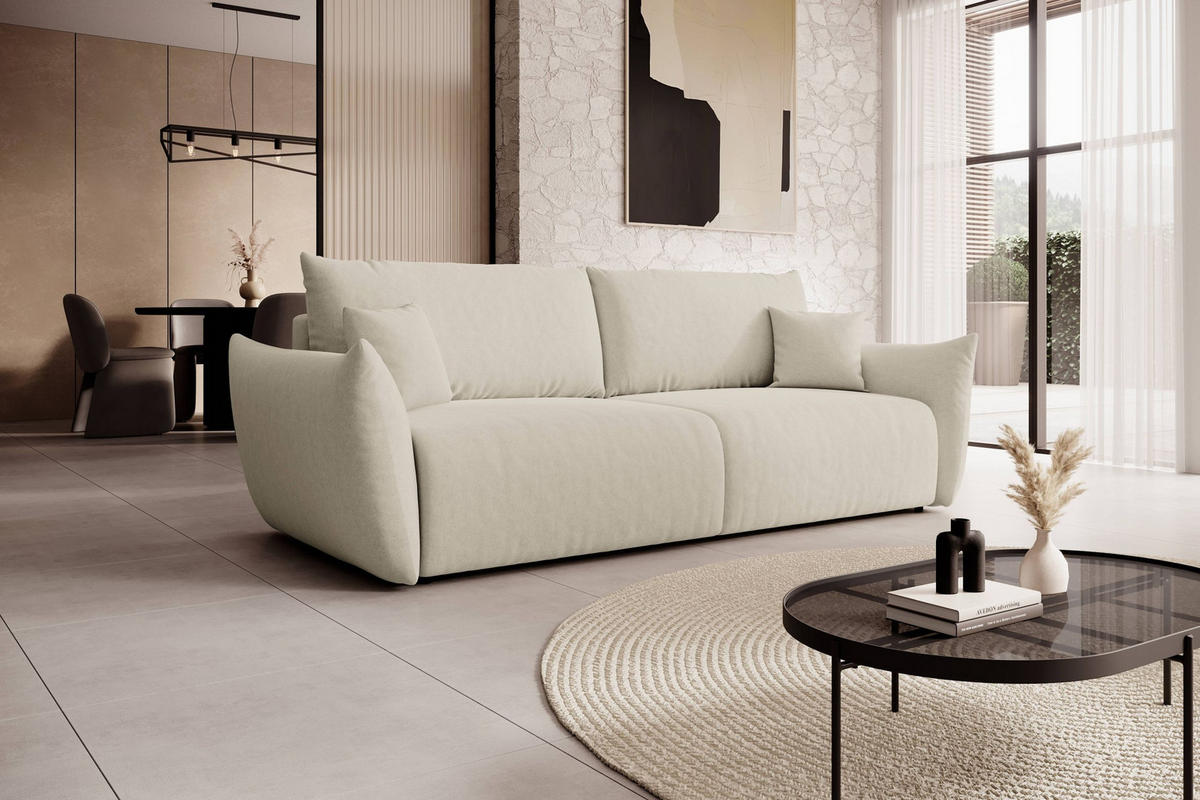 SOFA Hallora - Ecru (Melody 14) - Ecru, Holzwerkstoff (240/88/108cm) - Möblo