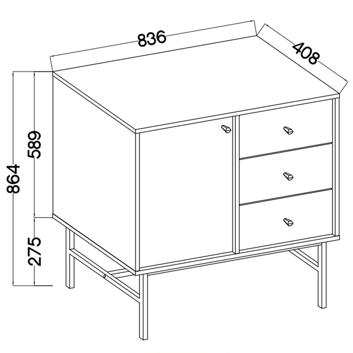 KOMMODE FLOREN, Creme/Gold - Creme, Holzwerkstoff/Metall (83.6/86.4/40.8cm) - KONSIMO®