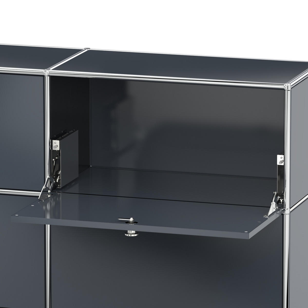 HOCHSCHRANK, 12 Klappen, Schloss, Breite 302 cm, Anthrazitgrau - Chromfarben/Silberfarben, Metall (40/118/302.2cm) - Versee